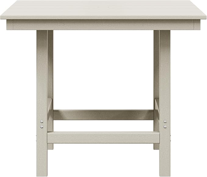 WestinTrends Ashore Outdoor HDPE 36" Square Patio Dining Table with Umbrella Hole, Sand
