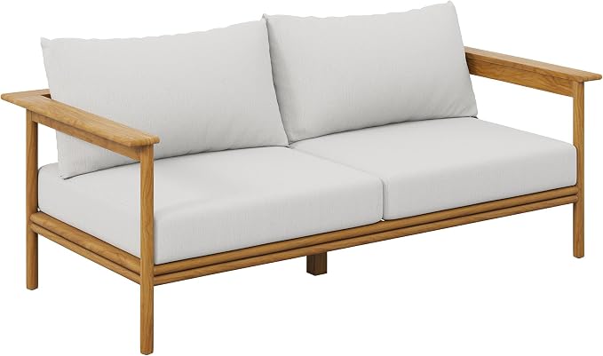 Modway Wren Teak Wood Outdoor Patio 4 Piece Furniture Set in Natural Sail