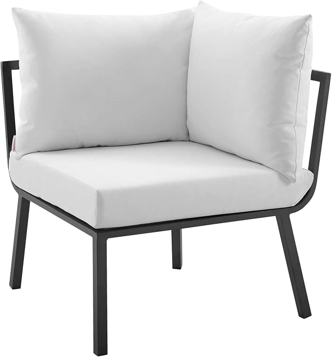 Modway Riverside 4 Piece Sectional Set with Armchair and Table, 61. 5" L x 114" w x 28" H, Gray White