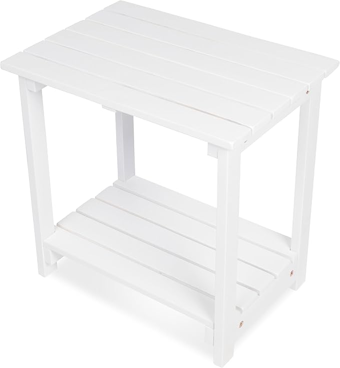 Shine Company Indoor/Outdoor Providence Rectangular Acacia Wooden Side Table, White