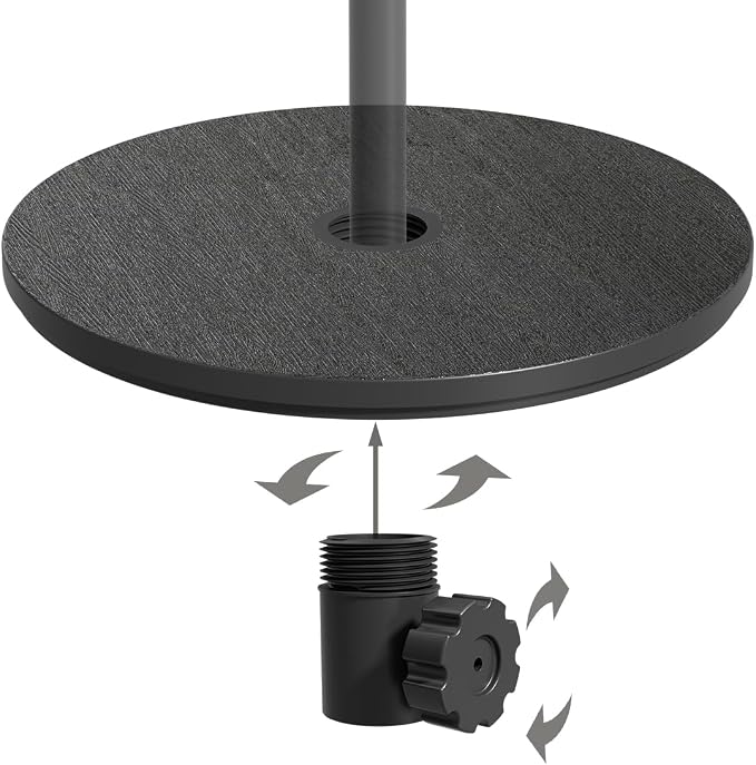 Umbrella Table, Umbrella Side Table, Patio Umbrella Table Tray with Hole, Beach Umbrella Base Table, Outdoor Table with Umbrella Hole for Garden, Balcony, Deck, Poolside, Black