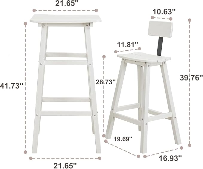 Outdoor Bar Table, HDPE Patio Bar Table, All Weather Height Patio Tables, Outdoor Bar Height Table, Tall Bistro Pub Table for Outside Deck, Porch, Backyard, Garden, White