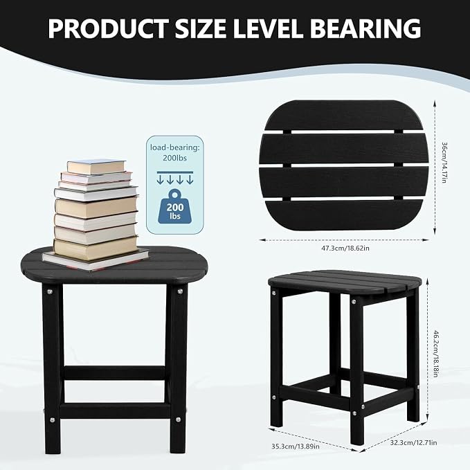 Adirondack Square Outdoor Side Table,2-Tier Storage Patio Side Table with Weatherproof HDPE Material Low