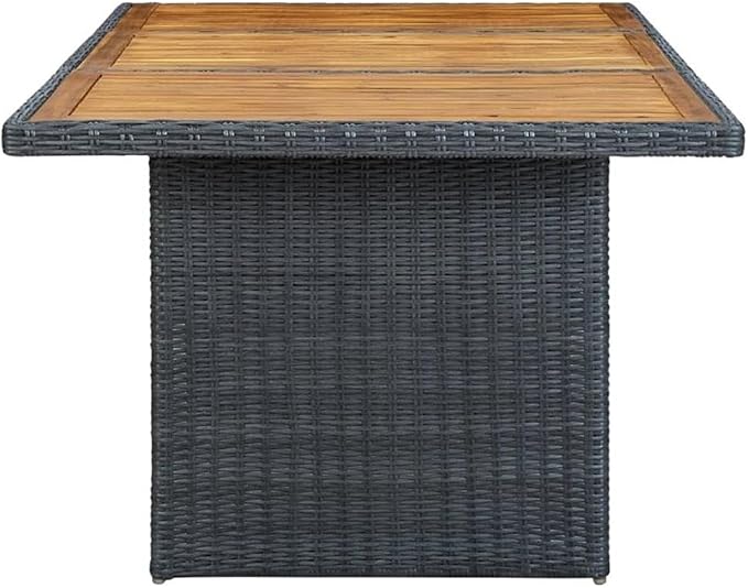 Afuera Living 7-Piece Round Outdoor Dining Set, Dark Gray PE Rattan and Solid Acacia Wood, Weather-Resistant, Removable Cushions, Modern Patio Furniture for Garden, Terrace or Balcony Seating