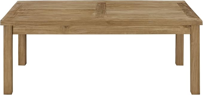 Modway Marina Premium Grade A Teak Wood Outdoor Patio Rectangle Coffee Table in Natural