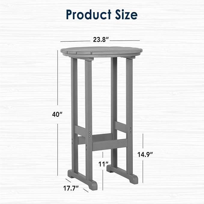 nalone 40" Outdoor Bar Table, All Weather HDPE Bar Height Patio Table Counter Round Patio Cocktail Bar Tables, Tall Bistro Pub Table for Deck, Porch, Backyard, Garden