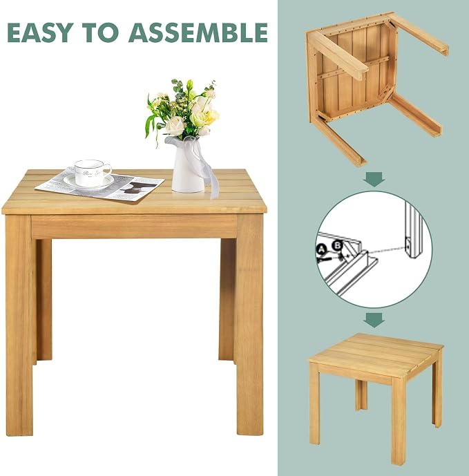 Tangkula Outdoor Square Side Table, Oversize Adirondack End Table, Acacia Wood Frame w/Oil Finished, All-Weather, Indoor Outdoor Patio Poolside Use, Weight Capacity 220lbs, 18 x 18 x 16 Inch