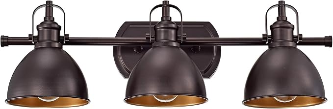 3 Bulb Vanity Light Fixture Vintage, Oil Rubbed Bronze Modern Bathroom Lighting Over Mirror, Rustic Metal Wall Sconce for Bathroom, Bedroom