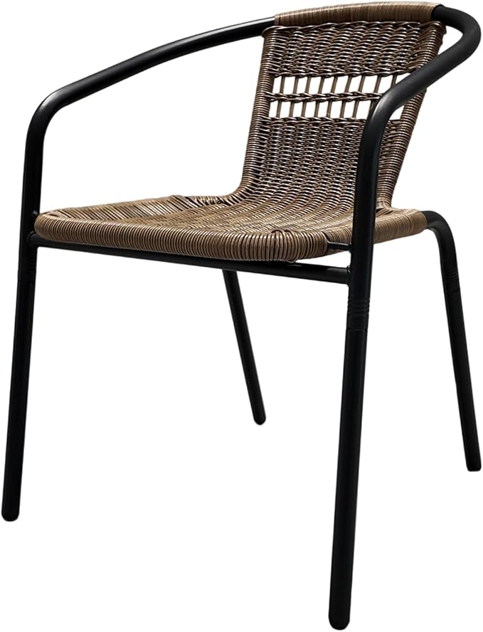 8 Piece Patio Chairs Set, Stackable Outdoor Rattan Chairs, Weatherproof Wicker Patio Seating for Balcony, Porch, Lawn, Small Patio Furniture Set for Backyard, Garden, Poolside, Brown