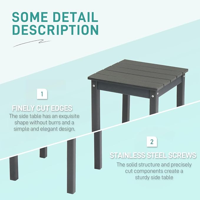 Outvita Outdoor Side Table, HDPE Adirondack Small End Tables Weather Resistant Patio Furniture for Backyard Poolside Porch Balcony