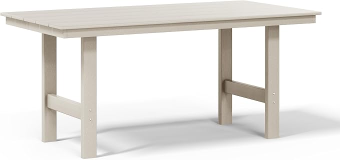 WestinTrends Ashore Outdoor Modern HDPE 66" Wide Rectangle Patio Dining Table for 6, Sand