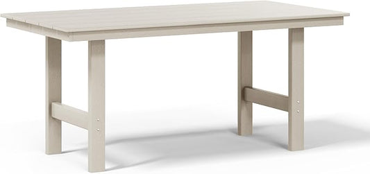 WestinTrends Ashore Outdoor Modern HDPE 66" Wide Rectangle Patio Dining Table for 6, Sand