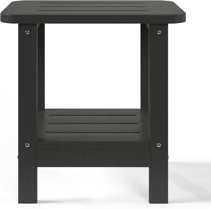 WestinTrends Aruba 2-Tier Outdoor HDPE Modern Adirondack Square Patio Side Table, Gray