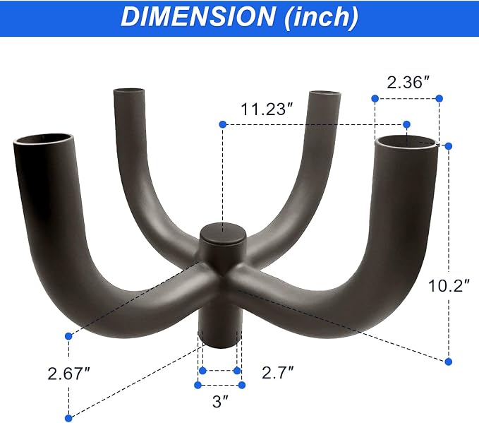 Bullhorn Mounting Bracket 90 Degree Quad Mounting Accessory for 4 Lights, 4-Arms Slip Fitter in 2 3/8 inch Slip Fitter Round Bullhorn Bracket Suitable for Outdoor Post Light, LED Parking Lot Lights