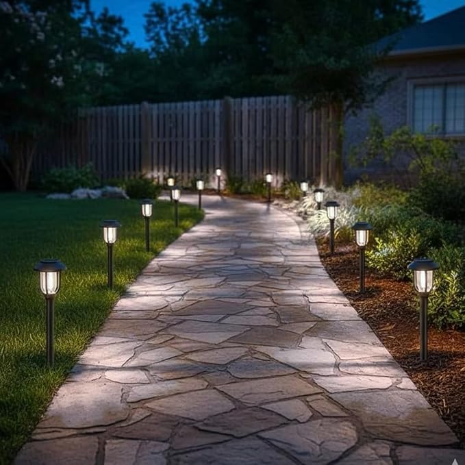 Solar Lights Outdoor 8 Pack, Cool White Solar Pathway Lights, Auto On/Off,Waterproof Solar Powered LED Landscape Lighting for Path Walkway Driveway Yard Garden Patio
