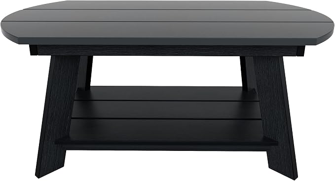 WestinTrends Tuscany Outdoor Coffee Table, All Weather HIPS 2 Tier Patio Adirondack Coffee Table, Black