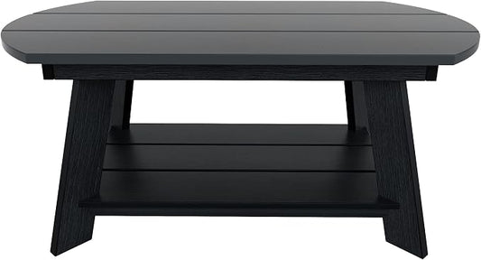 WestinTrends Tuscany Outdoor Coffee Table, All Weather HIPS 2 Tier Patio Adirondack Coffee Table, Black