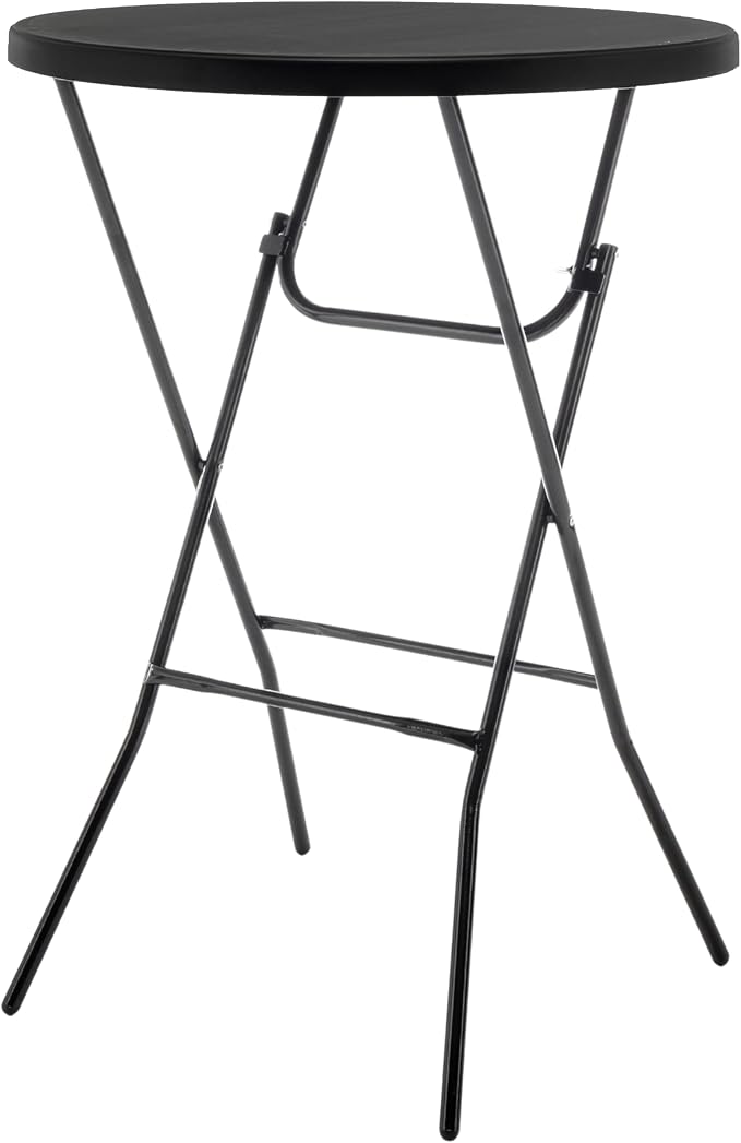 BTEXPERT Set of 10, Black 2.63 Foot Round Plastic Bar Height Folding Cocktail Table Commercial Portable for Banquet Dining Wedding Party Coffee Events Home Kitchen Indoor Outdoor