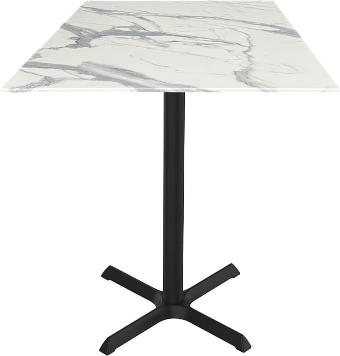 Holland Bar Stool 36" Tall OD211 Indoor/Outdoor All-Season Table with 36" x 36" Square White Marble Top
