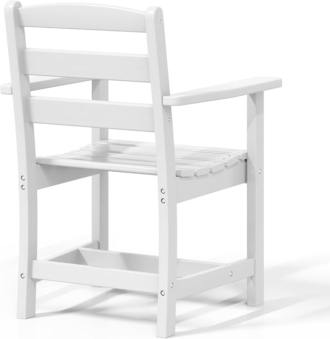 WestinTrends Ashore Outdoor HDPE Patio Classic Dining Arm Chair, White
