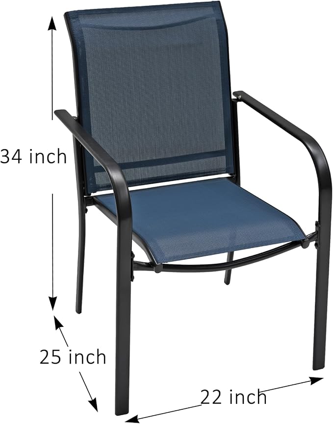 Patio Dining Set,Including 60"x 38" Steel Slat Dining Table and 6 Stackable Patio Chairs,Outdoor Furniture Set with 1.6" Umbrella Hole for All Weather