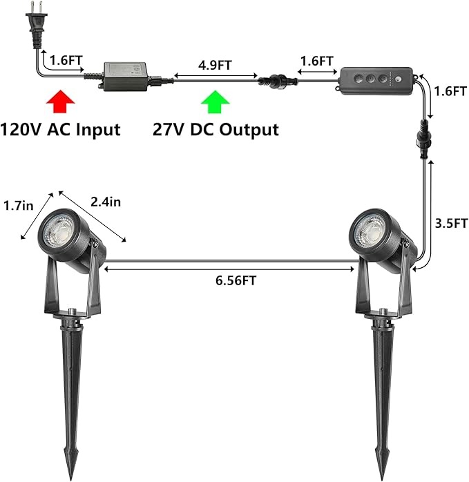 SUNTHIN Outdoor Landscape Lighting with Dusk to Dawn Sensor Controller, 6 Pack
