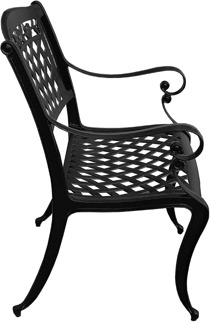 Oakland Living Modern Ornate Outdoor Mesh Aluminum 48-in Black Round Patio Dining Set with Four Chairs