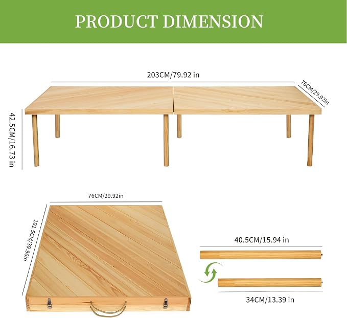 80"x30" Boho Wooden Picnic Table, Portable Outdoor Low Picnic Table with Adjustable Legs 13" & 16" for Floor Seating, Beach, Camping, BBQ, Backyard, 80x30in Seating for 12 People