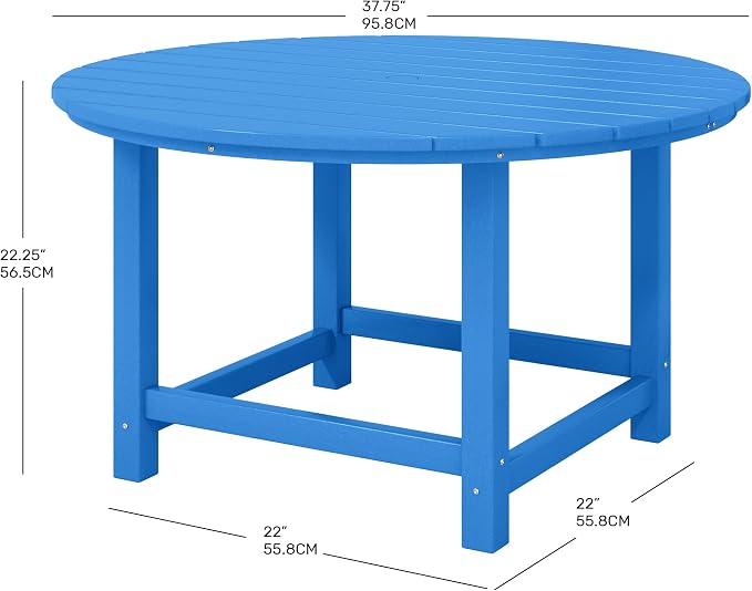 Costaelm Kids Dinner Table, Toddler Play Desk Student Desk Outdoor Childrens Picnic Tables for Children Arts & Crafts, Snack Time, Multi-Activity Table for Ages 2-8 in Home/Outside, Pacific Blue