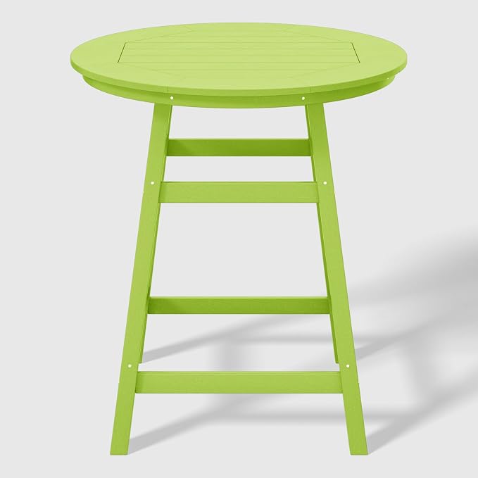WestinTrends Outdoor 35" HDPE Round Patio Counter Height Bar Table, Lime