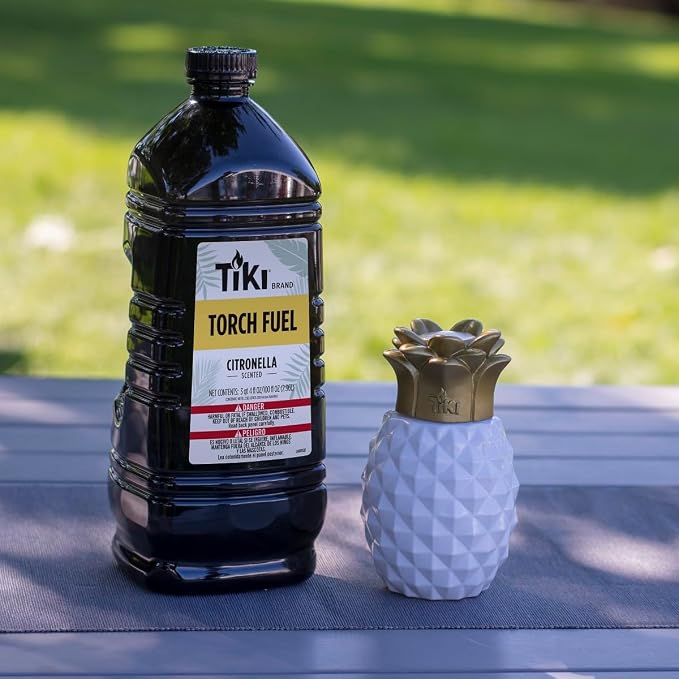TIKI Citronella Torch Fuel – 3/4 Gallon (100 oz.) 2-Pack, Easy Pour, Long-Lasting for Outdoor Torches & Table Torches, with Citronella & Lemongrass Oil, for Patio, Garden & Backyard Use