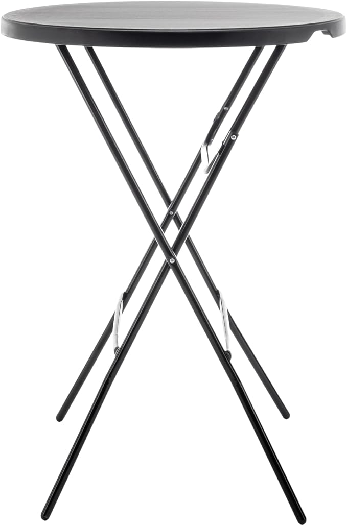 BTEXPERT Set of 10, Black 2.63 Foot Round Plastic Bar Height Folding Cocktail Table Commercial Portable for Banquet Dining Wedding Party Coffee Events Home Kitchen Indoor Outdoor