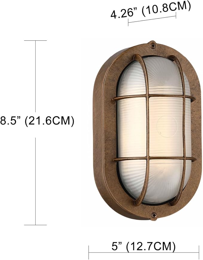 WISBEAM LED Bulkhead Light Bronze, Outdoor LED Wall Light for House, Dimmable, 6W Replace 60W, 450 Lumen 3000K Daylight White 80CRI, Waterproof, ETL Rated
