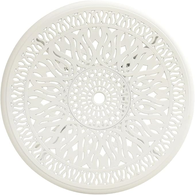Patio Table White 35.4"x35.4"x29.1" Cast Aluminum, Outdoor Patio Table, Backyard Table, Outdoor Bistro Table for Backyard Lawn Balcony Deck