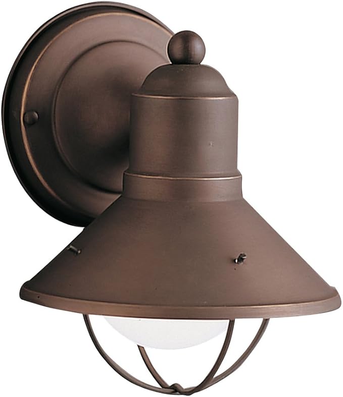 Kichler Seaside 7.5" 1 Light Outdoor Wall Light with Glass Globe Olde Bronze®