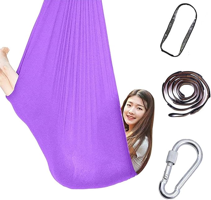 Physical Sensory Swing Chair for Bedroom，Breathable Snuggle Hammock Set Indoor Outdoor Kids Toys Play for Autism ADHD Vestibular System Exercise (Color : Light Purple, Size : 100x280cm/39x110in)