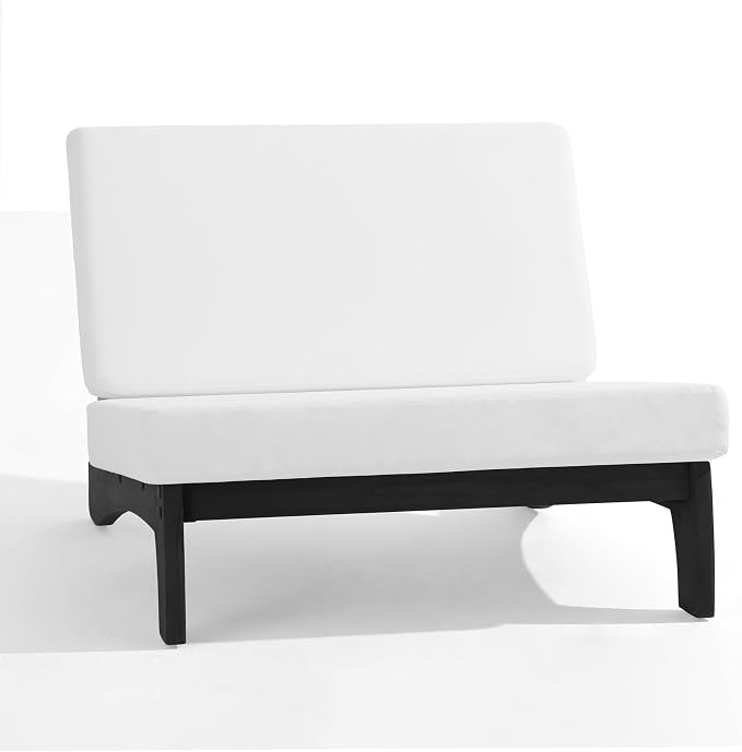 Outdoor Furniture Patio Couch, Weather Resistant Patio Loveseat Sofa Couch with Removable Cushion, Black Wood Frame for Porch & Backyard Seating - Beige