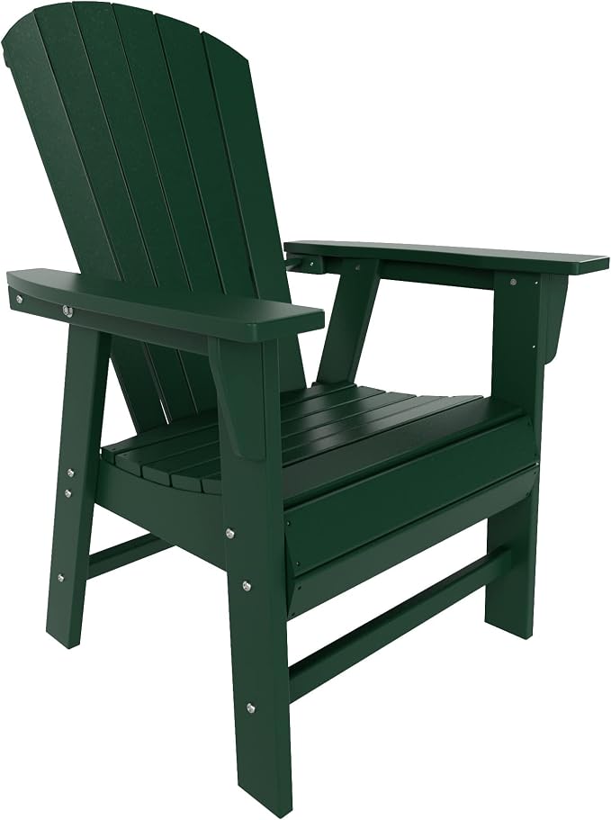 WestinTrends Dylan Adirondack Patio Dining Set for 6, All Weather Poly Lumber Outdoor Table and Chairs Set of 4, 71" Trestle Table and Adirondack Dining Chair with Dining Bench, Dark Green