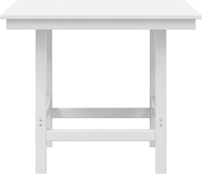 WestinTrends Ashore Outdoor HDPE 36" Square Patio Dining Table with Umbrella Hole, White