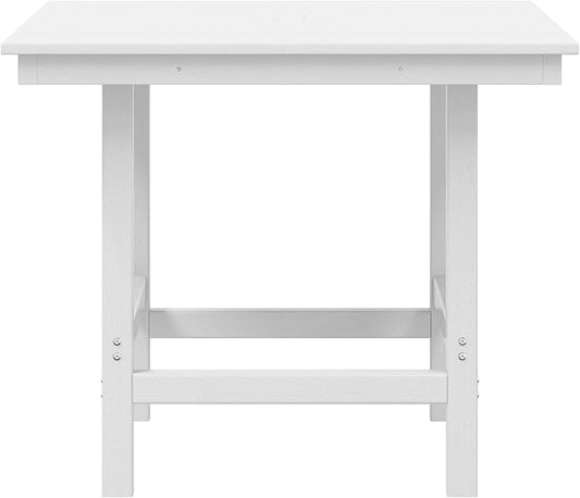 WestinTrends Ashore Outdoor HDPE 36" Square Patio Dining Table with Umbrella Hole, White