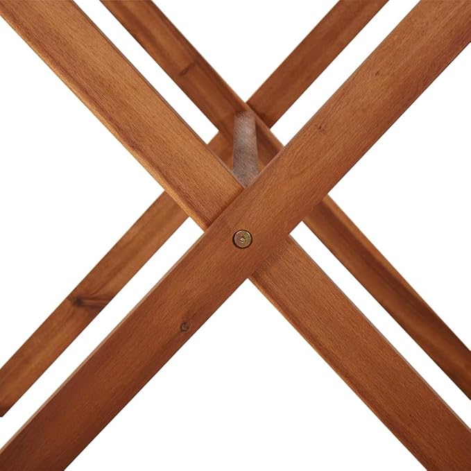 Solid Acacia Wood Outdoor Table 43.3 x 26.4 x 29.1 Inch Rectangular Garden Furniture for Patio Balcony Rustic Design Weather Resistant Assembly
