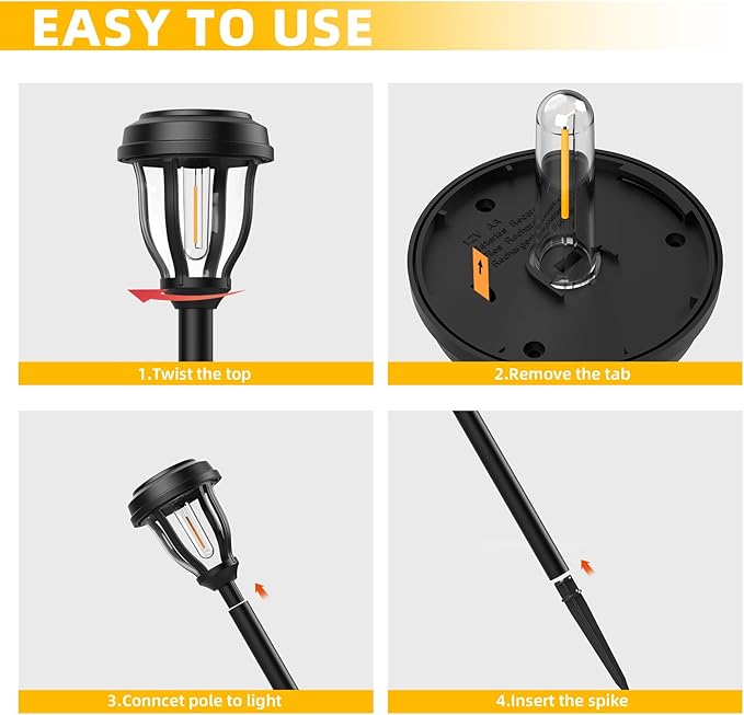 DERAYSION 6 Pack Solar Lights Outdoor, Solar Pathway Lights Waterproof Garden Landscape Lighting for Path, Yard, Walkway, Driveway Decor- 6 Pack Warm White | Waterproof Solar Garden Lights 6 Pack LEDOutdoor Solar Lights for Yard Landscape Path Walkway ...