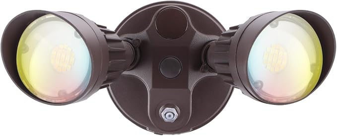 LEONLITE 3CCT Dusk to Dawn LED Security Lights with Photocell, Bronze | Adjustable Dual-Head Flood Light Outdoor, 3000K/4000K/5000K Selectable, 25W(200W Equiv.), Wet Location, Aluminum, ETL Listed