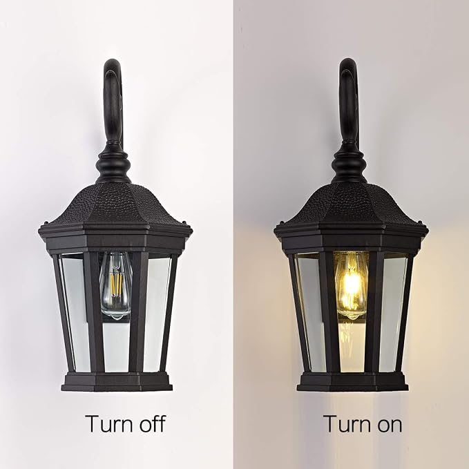 Black Outdoor Wall Lantern, Large Outdoor Porch Light Fixtures