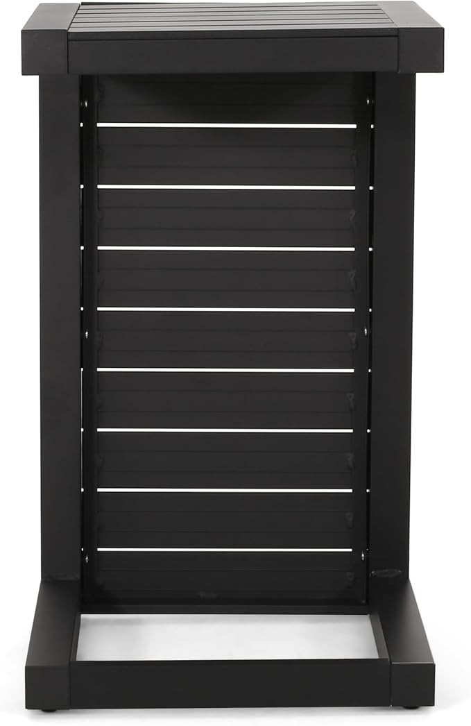 Cape Coral Alu C-Shaped Table Black 14.5" W x 15" D x 24" H Aluminum Frame Outdoor Patio Side Table