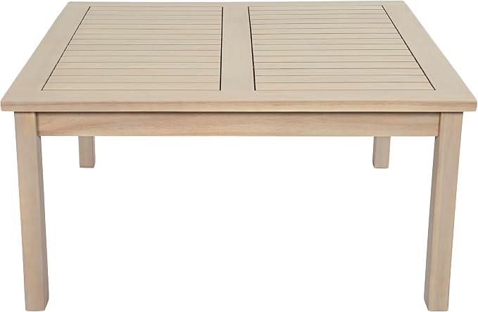 Christopher Knight Home Ace 4-Piece Outdoor Patio Furniture Set, Acacia Wood Patio Conversation Set with Loveseat, Accent Chairs And Coffee Table, 4-Seater Patio Sofa Set With Cushion,Light White+Sand