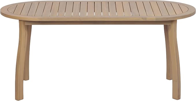 Christopher Knight Home Cascade 70" Outdoor Oval Dining Table, Acacia Wood Patio Dining Table for 4-6 People, Solid Wood Outdoor Table for Patio Deck Garden Backyard Dining, Light Teak