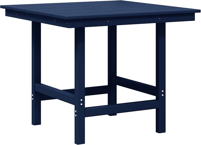WestinTrends Ashore 5-Piece HDPE Outdoor Square Patio Dining Table Set with Armchairs, Navy Blue