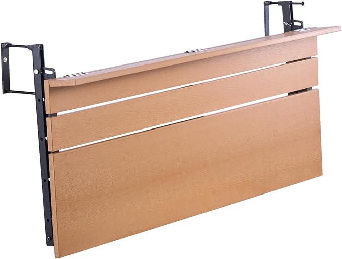 VEVOR Balcony Hanging Table, 39 x 13.6 inch, Outdoor Balcony Bar Table for Railings, 5-Level Adjustable, Fit Railing from 1" to 3.7", Serving Table for Patio & Deck