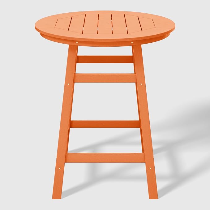 WestinTrends Outdoor 35" HDPE Round Patio Counter Height Bar Table, Orange